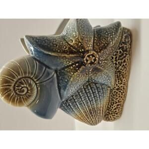 Ceramic Napkin Holder – Coastal Pottery with Starfish & Seashell Relief